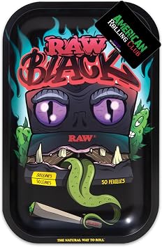 RAW Matte Black Monster Tray Small Size - 11"x7"x1" - Includes Matte Black Fozzie Scoop Card Small