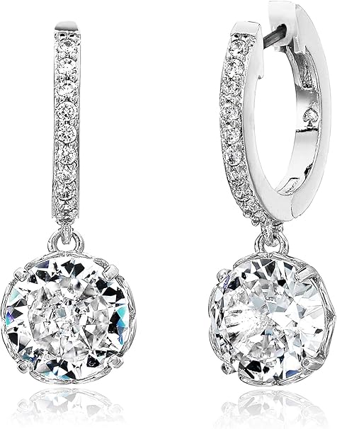 Kate Spade New York Women's That Sparkle Pave Huggies Earrings Clear/Silver One Size