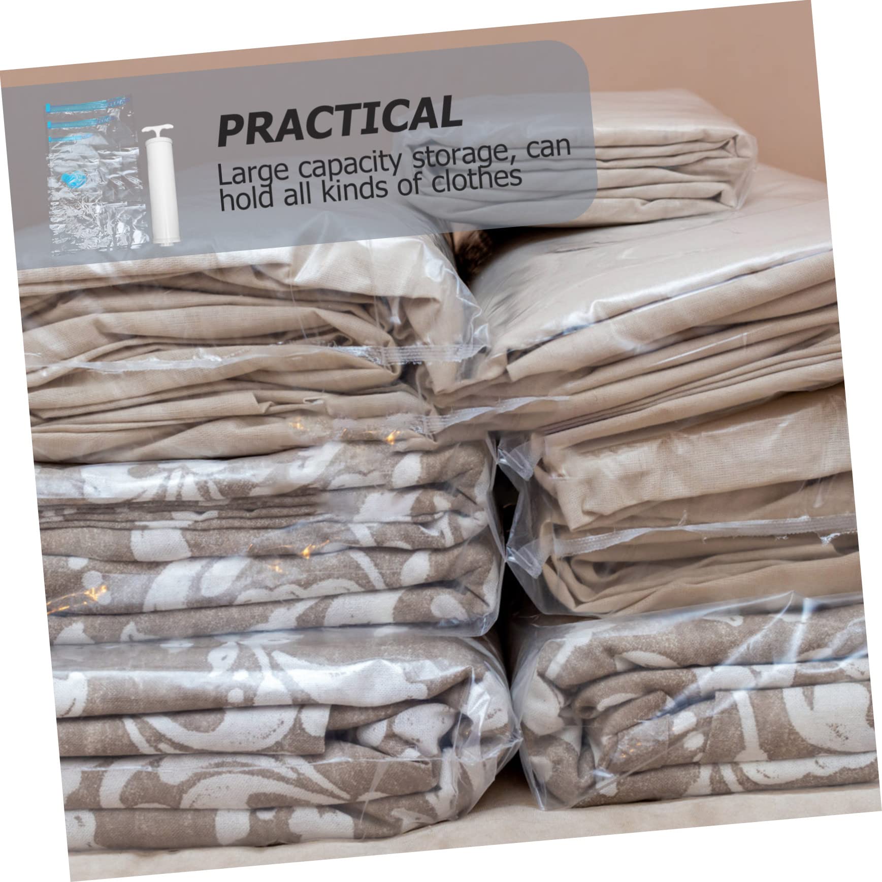 GLEAVI 1 juego Bolsas de Almacenamiento al Vacío Reutilizables con Bomba Manual Juego para Ropa Edredones y Espacio y Protege