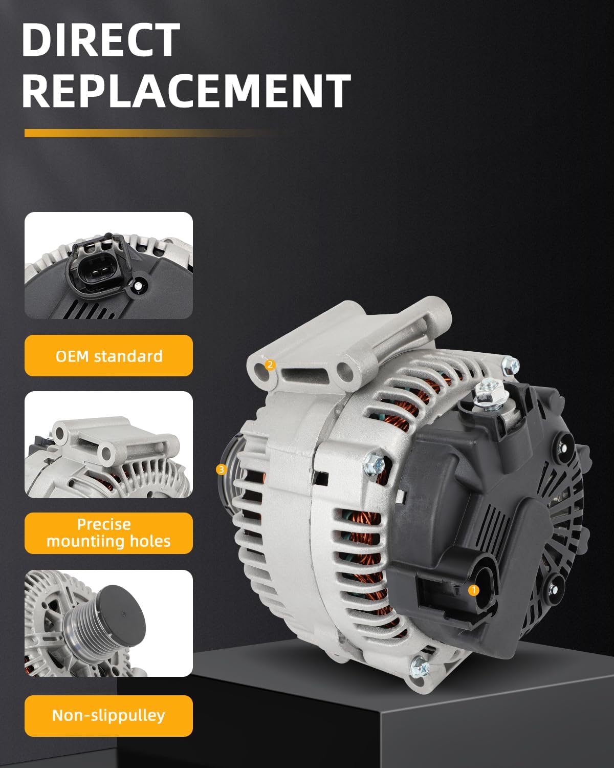 OCPTY Alternator for Dodge for Sprinter 2500 3.0L 2007-2009,for Dodge for Sprinter 3500 3.0L 2007-2009,for Freightliner for Sprinter 2500 2007-2008 2010-2018 11306 Automotive Alternator Replacement