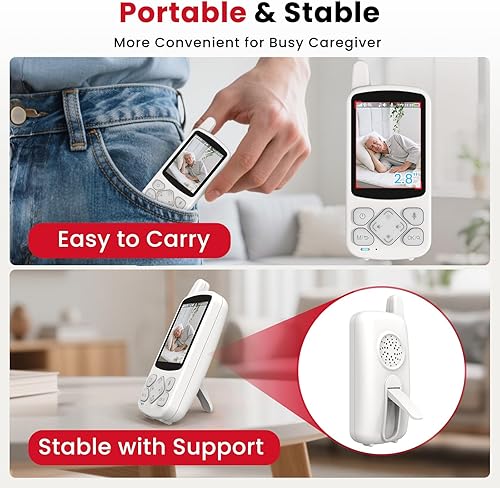 Miniatura 5 de CallToU Monitor de ancianos con cámara y audio, monitores de bebé de conversación de 2 vías para ancianos, sin monitor de video Wi-Fi para ancianos,