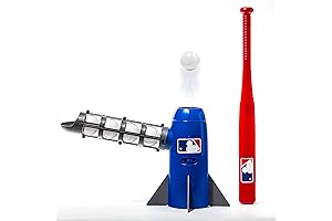 Franklin Sports MLB Kids Pitching Machine: POP ROCKET Kids Baseball Trainer + Bat & Baseballs