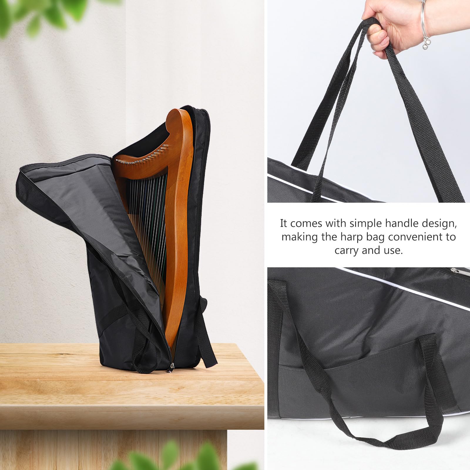 Leiertasche aus Oxford Gewebe mit Griff, Gepolstert, Schwarz