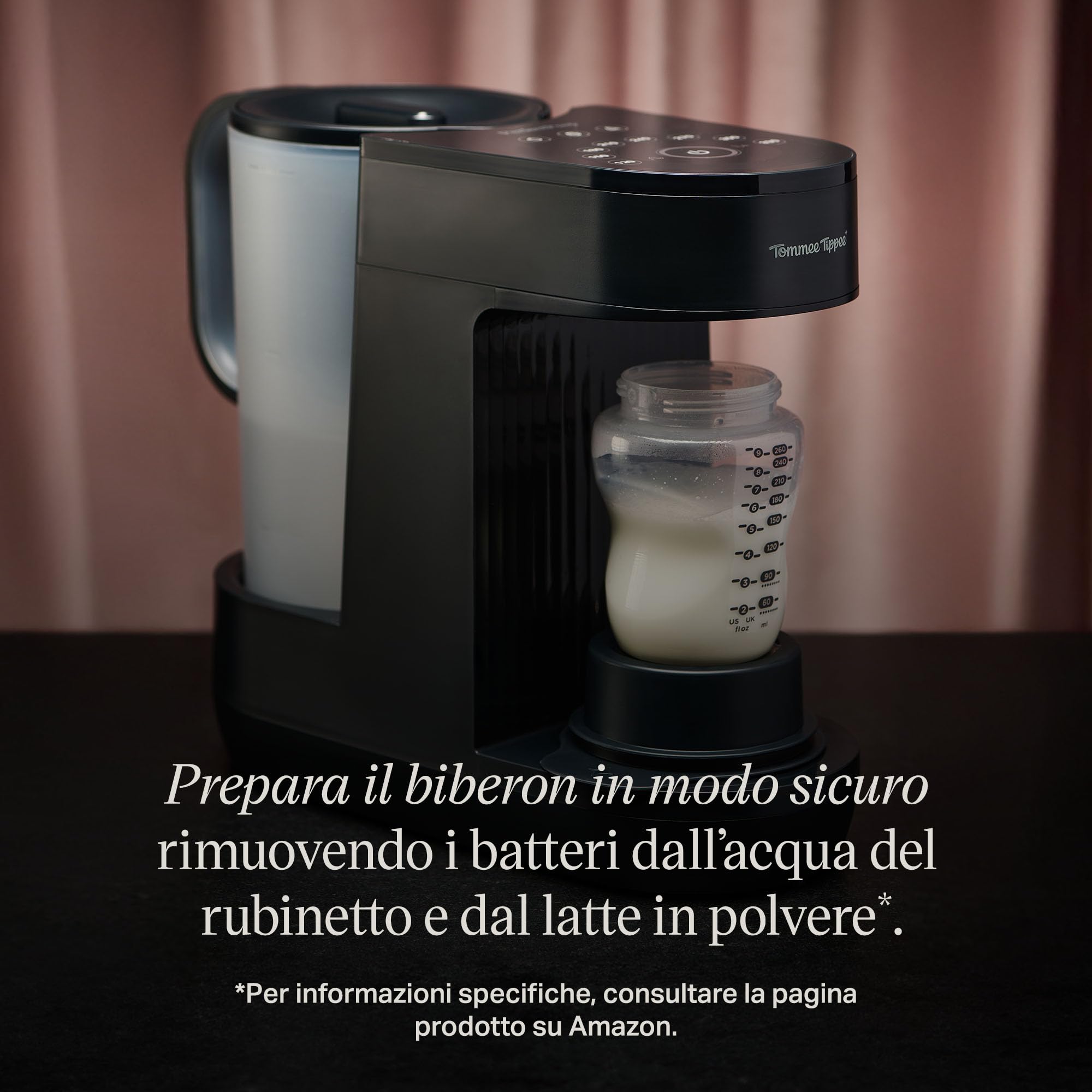 Tommee Tippee Perfect Prep, Preparatore Biberon, per il Biberon alla Temperatura Corporea in 90 Secondi*, Sia di Giorno Che di Notte, con Filtro Antibatterico e Supporto Tramite App