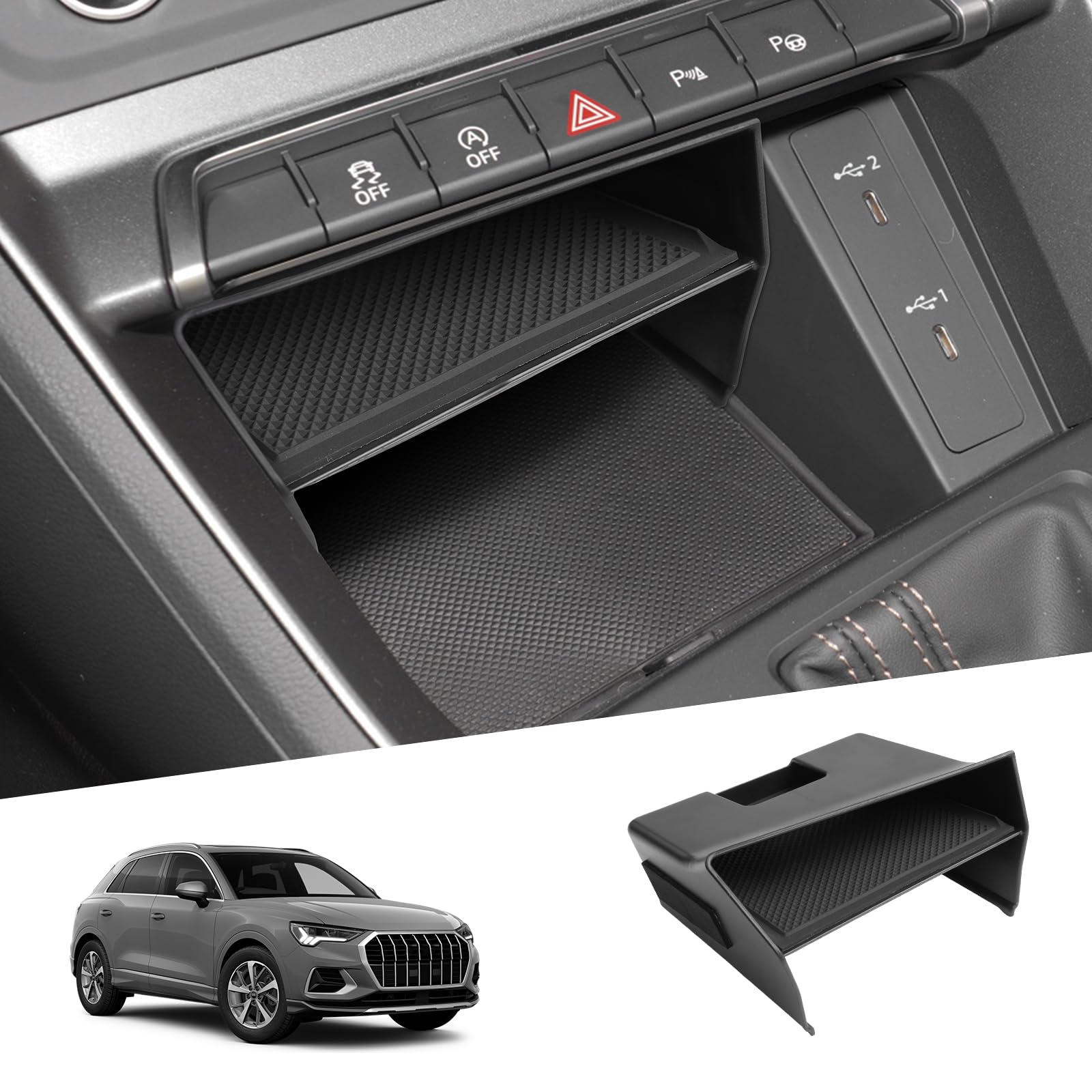 Organizer Console Centrale Per Audi Q3 F3 2019-2024 - Vassoio Portaoggetti - Foto 6