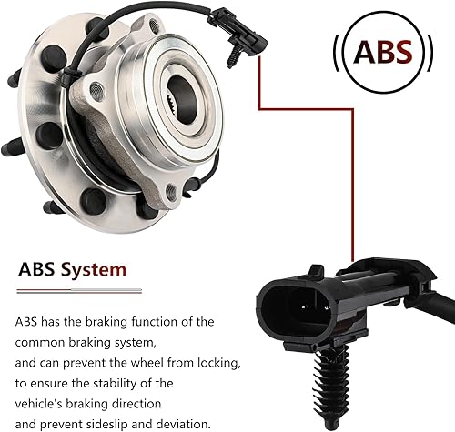 Miniatura 5 de JLEO 515058 Reemplazo del conjunto de cojinete de rueda delantera y cubo para Chevy Silverado 01-06, Chevy Avalanche, Chevy Suburban, GMC Sierra,