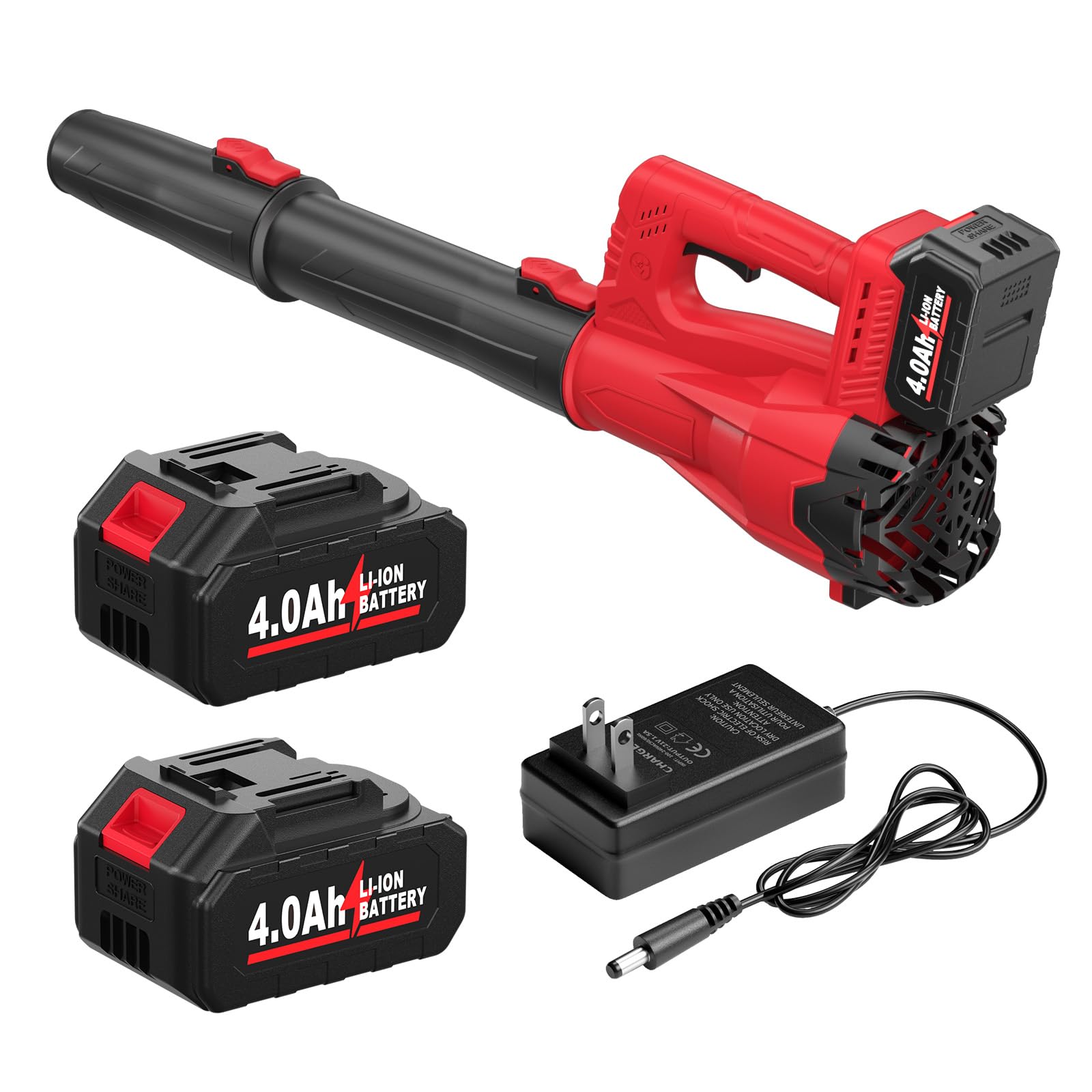 FULLYEA Soplador de hojas eléctrico inalámbrico, soplador de hojas alimentado por batería de 21 V con 2 baterías de 2.0 Ah y cargador rápido, soplador de hojas pequeñas de 200 MPH, sopladores de mano