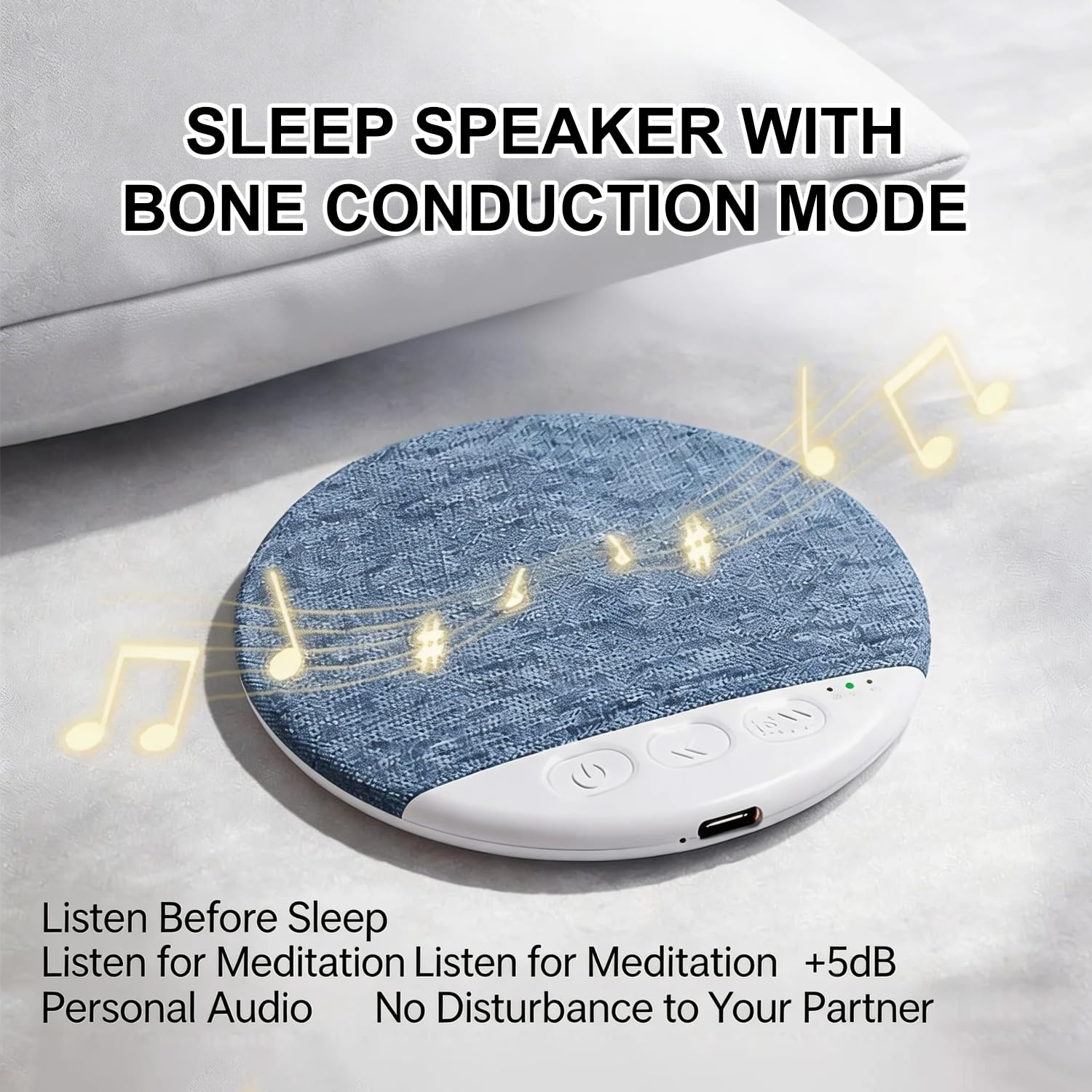 Pillow Speaker,2026 New Bluetooth Pillow Speaker,Mini Bone Conduction Sleep Aid with Stereo Bass with White Noise,Ultra-Thin Stereo Bass, for Adult Specialized Sleep Earphones 1PC(Blue) — view 3