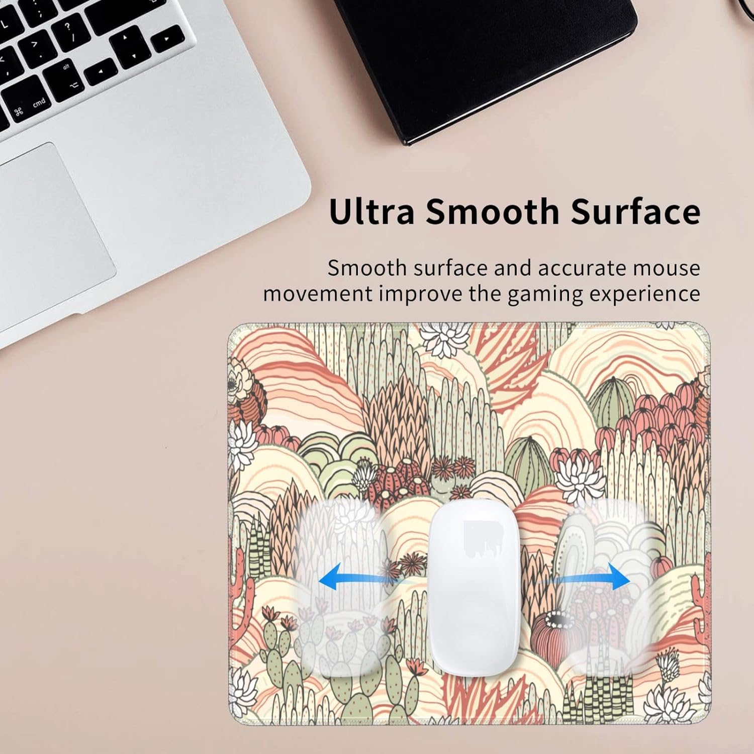 Cactus Succulent Mouse Pad - Small Rectangle Gaming Mousepad - Square Desk Mat - Stitched Edges - 10 X 12 Inch - Green - Botanical Theme - Non-slip - Rubber - For Home Office & Gaming - Image 6