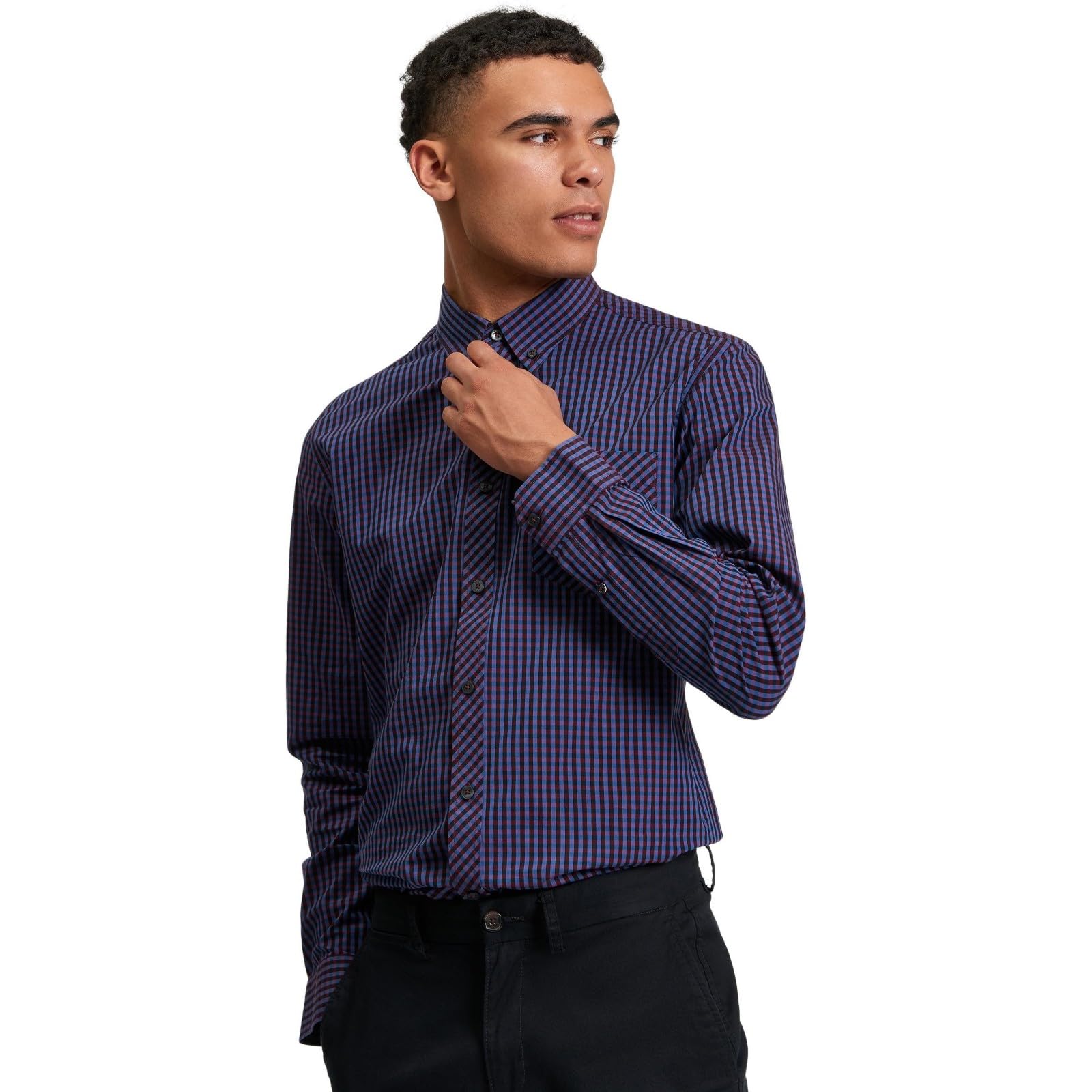 Ben Sherman Men's Signature Gingham Check Shirt, Button-Down Collar, Long Sleeves, Regular Fit (Red) XXL