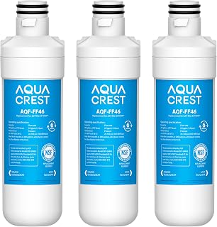 AQUA CREST LT1000PC ADQ747935 MDJ64844601 NSF Certified Refrigerator Water Filter, Replacement for LG® LT1000P®, LT1000PC, LT1000PCS, ADQ74793501, ADQ74793502, Kenmore 469980, 9980, Pack of 3
