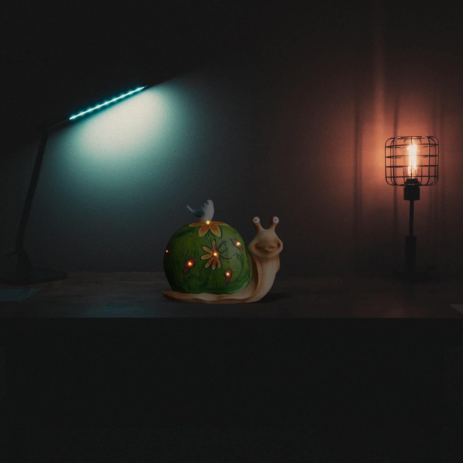 Lámpara Solar Decorativa de Jardín Forma de Caracol, Luz de Paisaje LED de Resina Resistente Intemperie para Patio Exterior, Lámpara de Adorno para Iluminación Nocturna