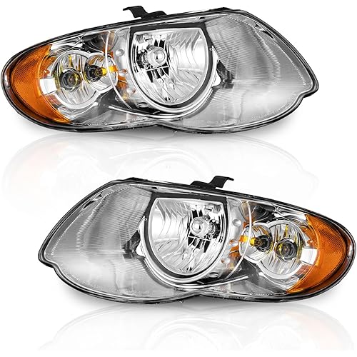 Headlights Assemblies for 2005-2007 Chrysler Town & Country, Headlight Compatible with 2005 2006 2007 Chrysler Town & Country with Bulbs