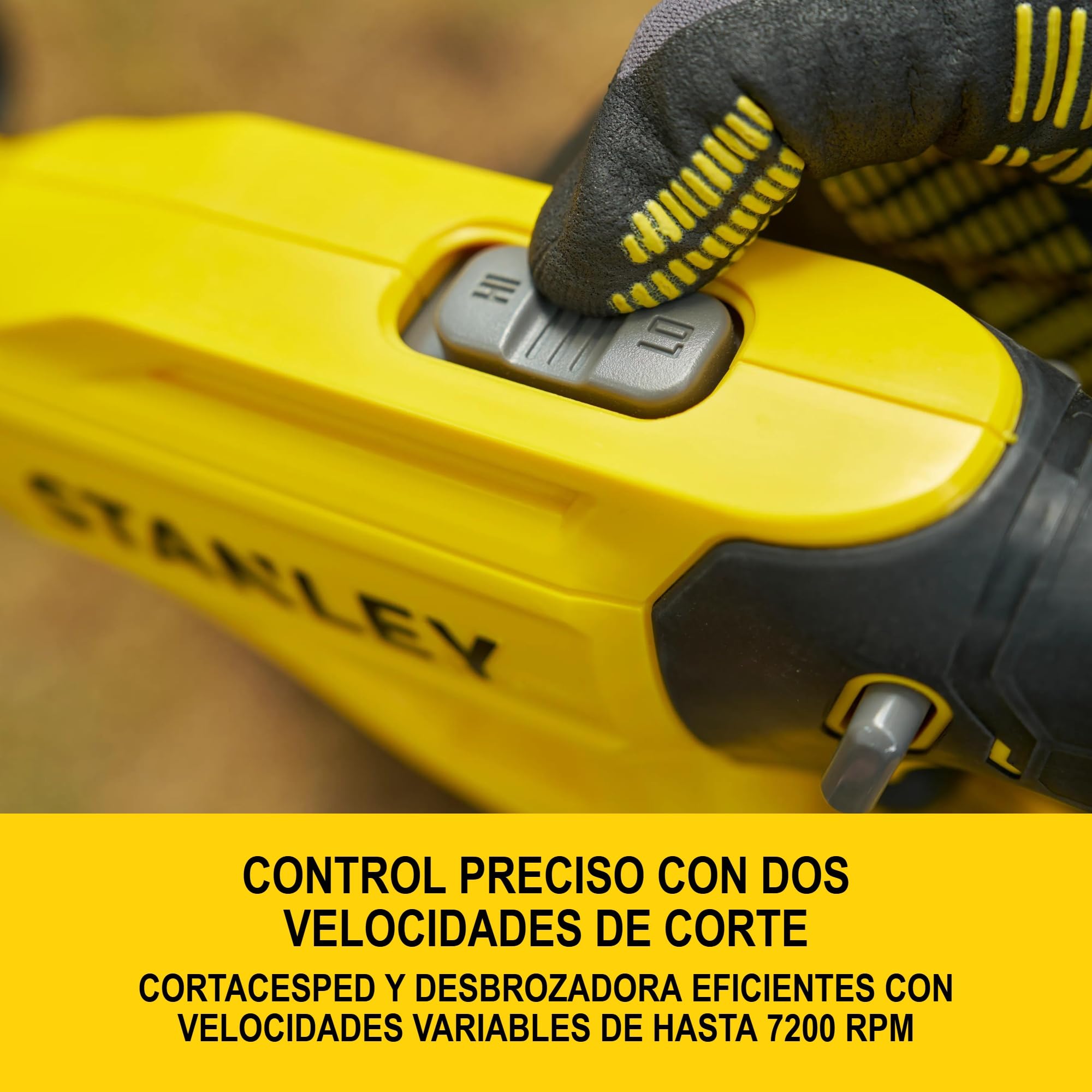 STANLEY V20 Cortacésped sin cable, con protector de bordes, incluye batería y cargador, 18V, STCST933M1-QW