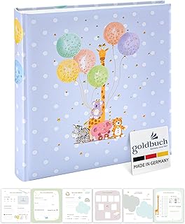goldbuch 15 403 - Álbum de fotos para bebé (30 x 31 x 4 cm, con 58 páginas en blanco y 4 páginas ilustradas, cubierta de impresión artística con diseño de animales), color azul