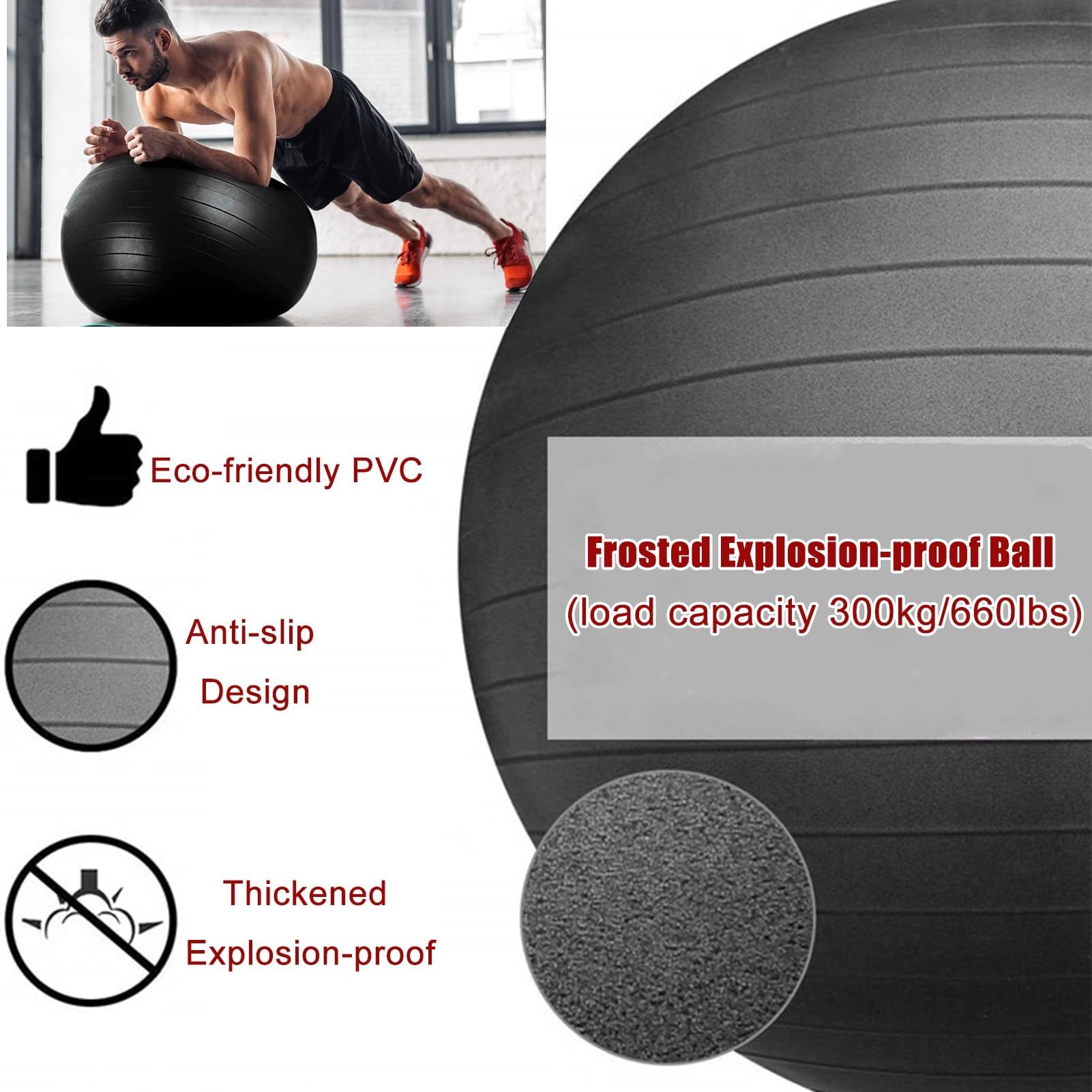 Yoga-Ballstuhl, Balance Ballstuhl Korrekte Sitzhaltung Und Koordinierte Wirbelsäule, Für Zuhause Und Büro Schreibtisch Kann Die Sitzposition Einstellen, Mit Yoga-Ball,004