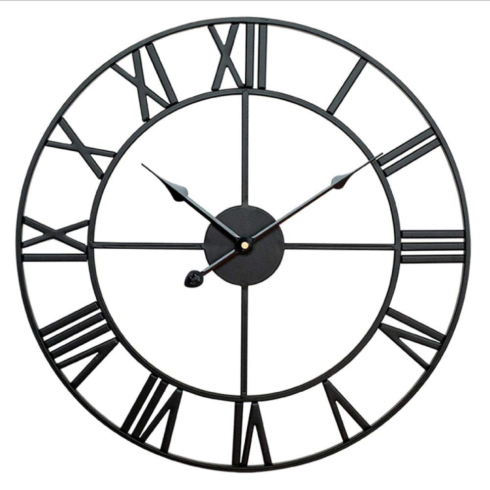Horloge Murale en Fer Forgé Noir Idéale pour Sublimer la Terrasse et le Salon de Jardin