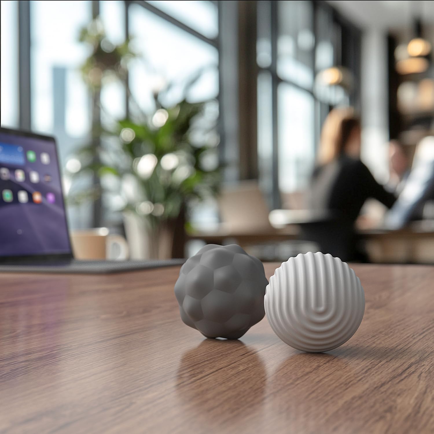 Silicone Magnetic Stress Balls Fidget Toys,2Pcs Large Attraction Textures Sensory Balls with Silicone Shell for for Adults,Silent Fidget Toys for Men,Teen (Grey) - Image 4