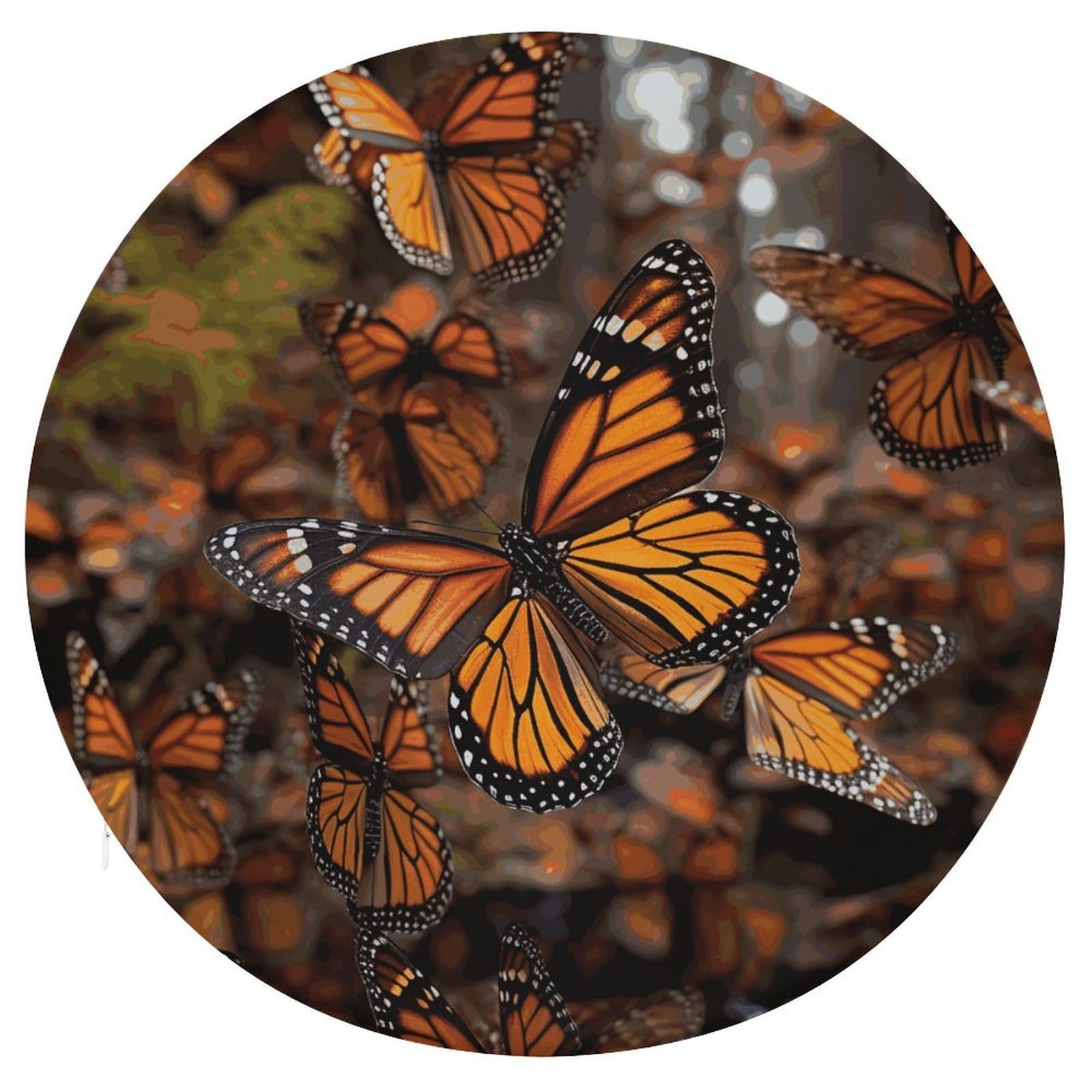 VstaDank Monarch Butterflies Round Cushion Memory Foam Seat Cushions 15In Comfort Meditation Floor Pillow Anti Slip Soft Stool Cushion Chair Pad for Tatami Living Room Yoga