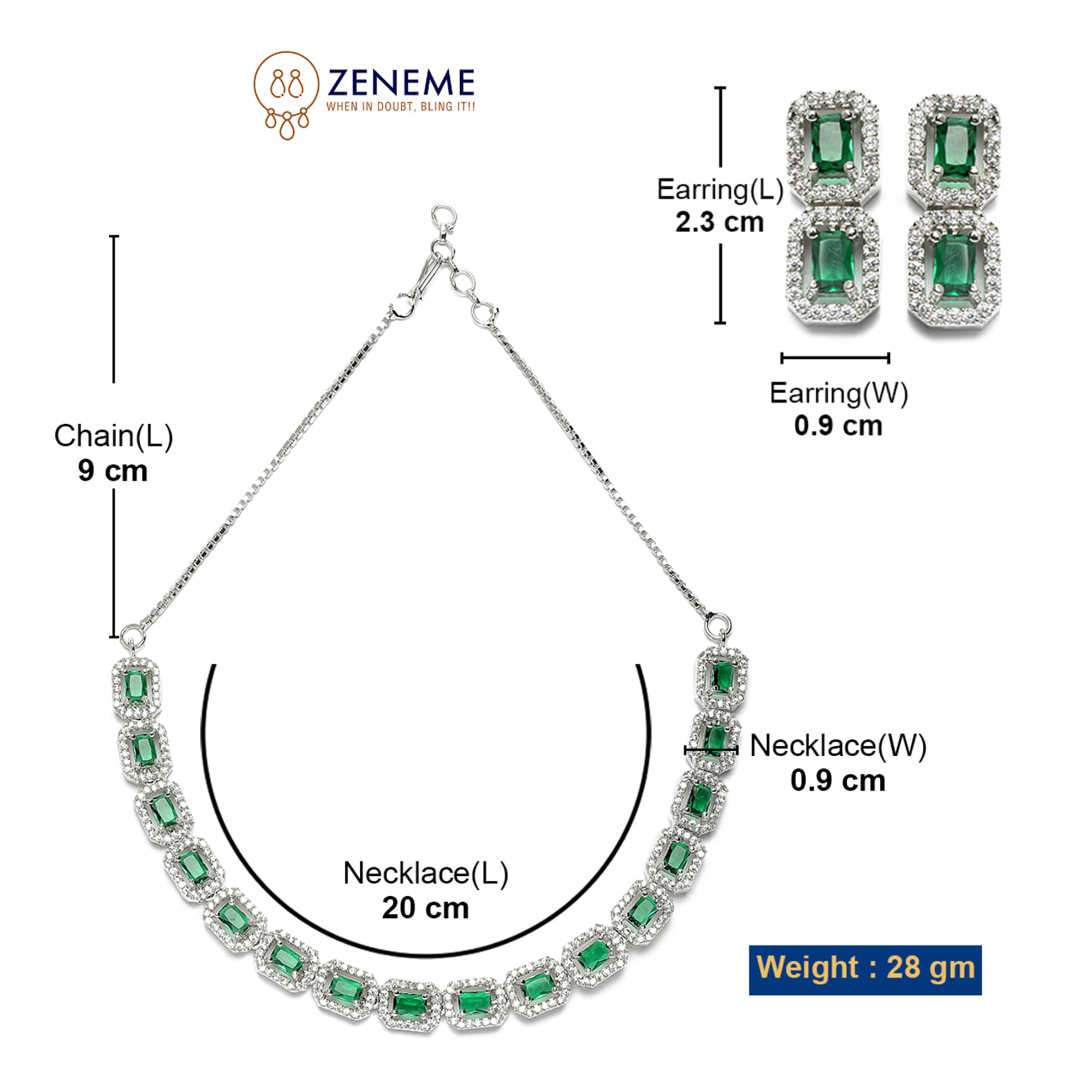 Rhodium-Plated American Diamond Necklace Set