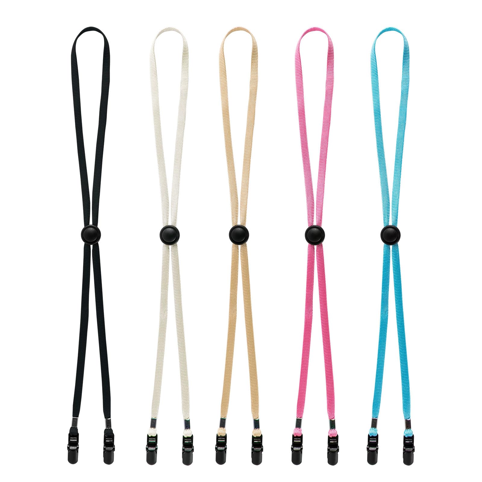5 PCS Adjustable Hat Strap Clips, Windproof Hat Chin Cord, Anti-Lost Strap Clips for Fishing Travel Boating Camping Golfing Multicolor