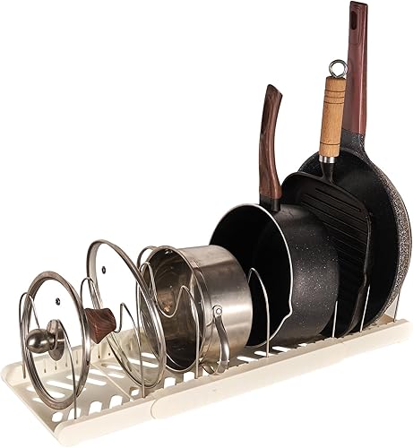 ylmijfe Organizador expandible para ollas y sartenes, organizadores de tapas de ollas, soporte para ollas, divisores ajustables de acero inoxidable, ylmijfe Organizador expandible para ollas y sartenes, organizadores de tapas de ollas, soporte para ollas, divisores ajustables de acero inoxidable,
