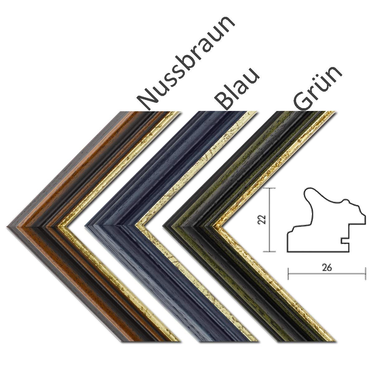 Barock-Bilderrahmen Julianne Blau 40 x 50 cm Museumsglas 2mm filigran goldene Leiste