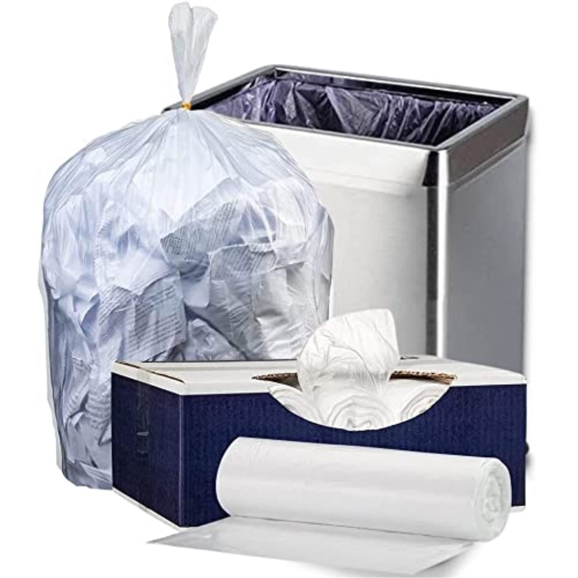 Plasticplace 32-33 Gallon Trash Bags │ 16 Microns │ Clear High Density Garbage Can Liners │ 33” x 40” (250 Count)