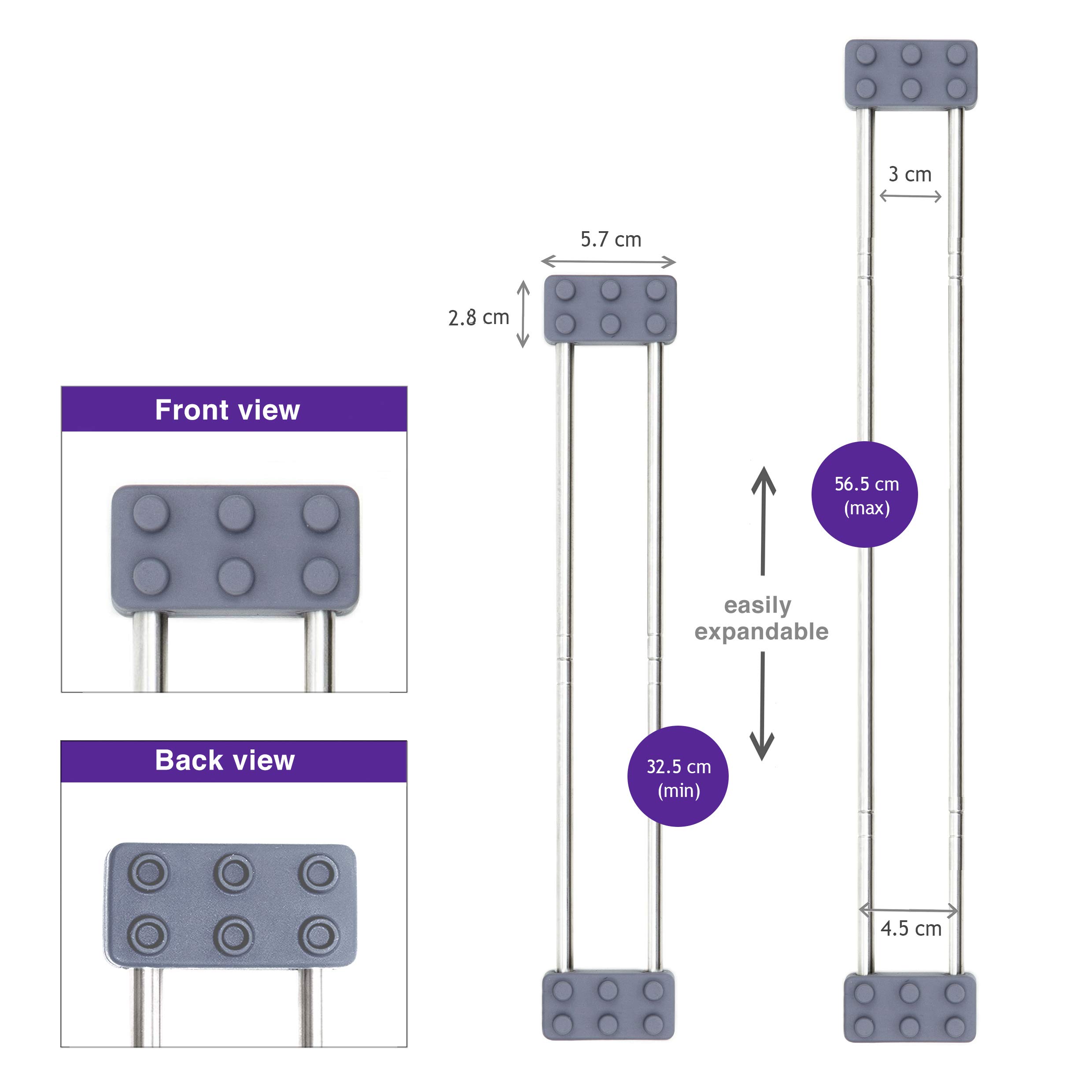 Égouttoir Télescopique Inox Drip.Line - Pour évier, Torchon, éponge - Extensible 32,5 à 56,5 Cm - Design Suisse
