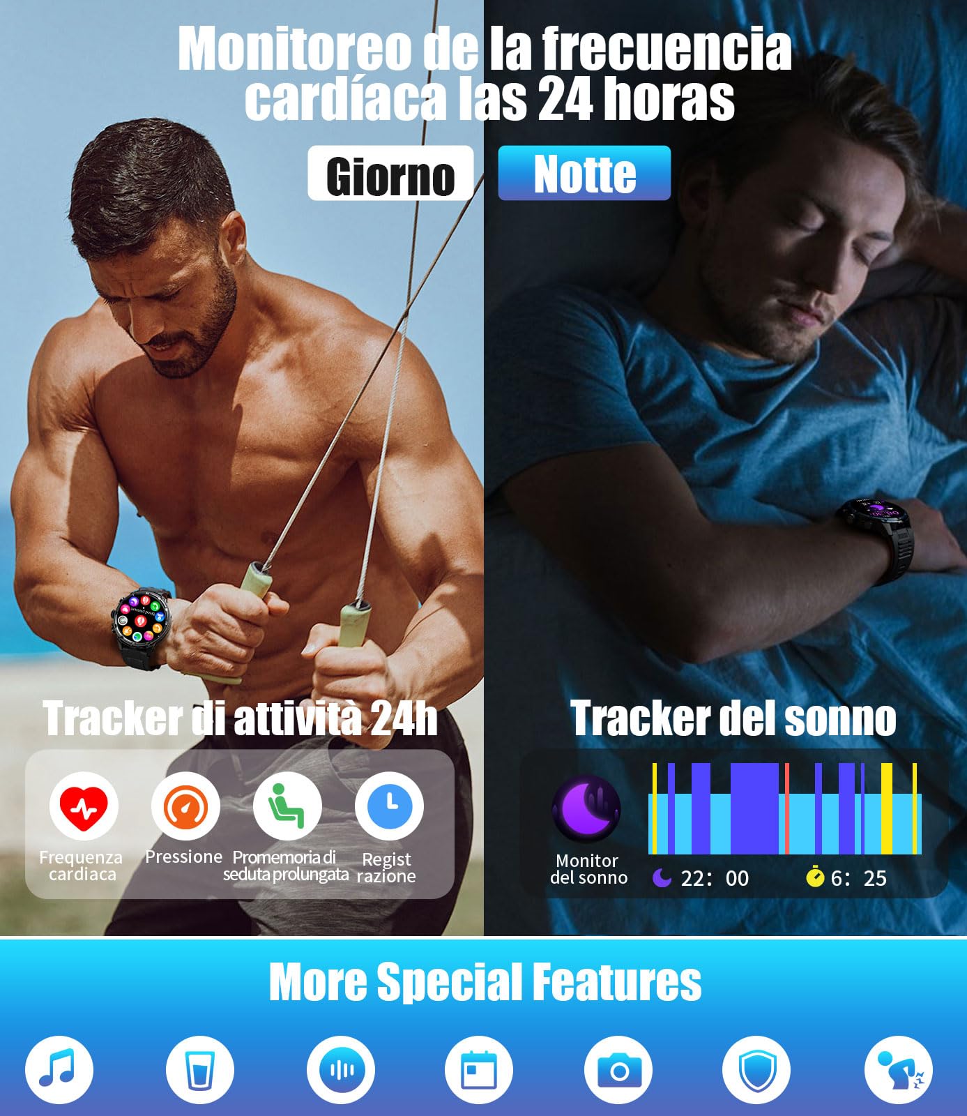 LIGE Smartwatch Uomo con Torcia LED, 1.85" HD Orologio Intelligente Fitness Chiamate Bluetooth, 710mAh Militari Smartwatch Tracker Attività 100+Modalità Sportive per Cardiofrequenzimetro, Android iOS