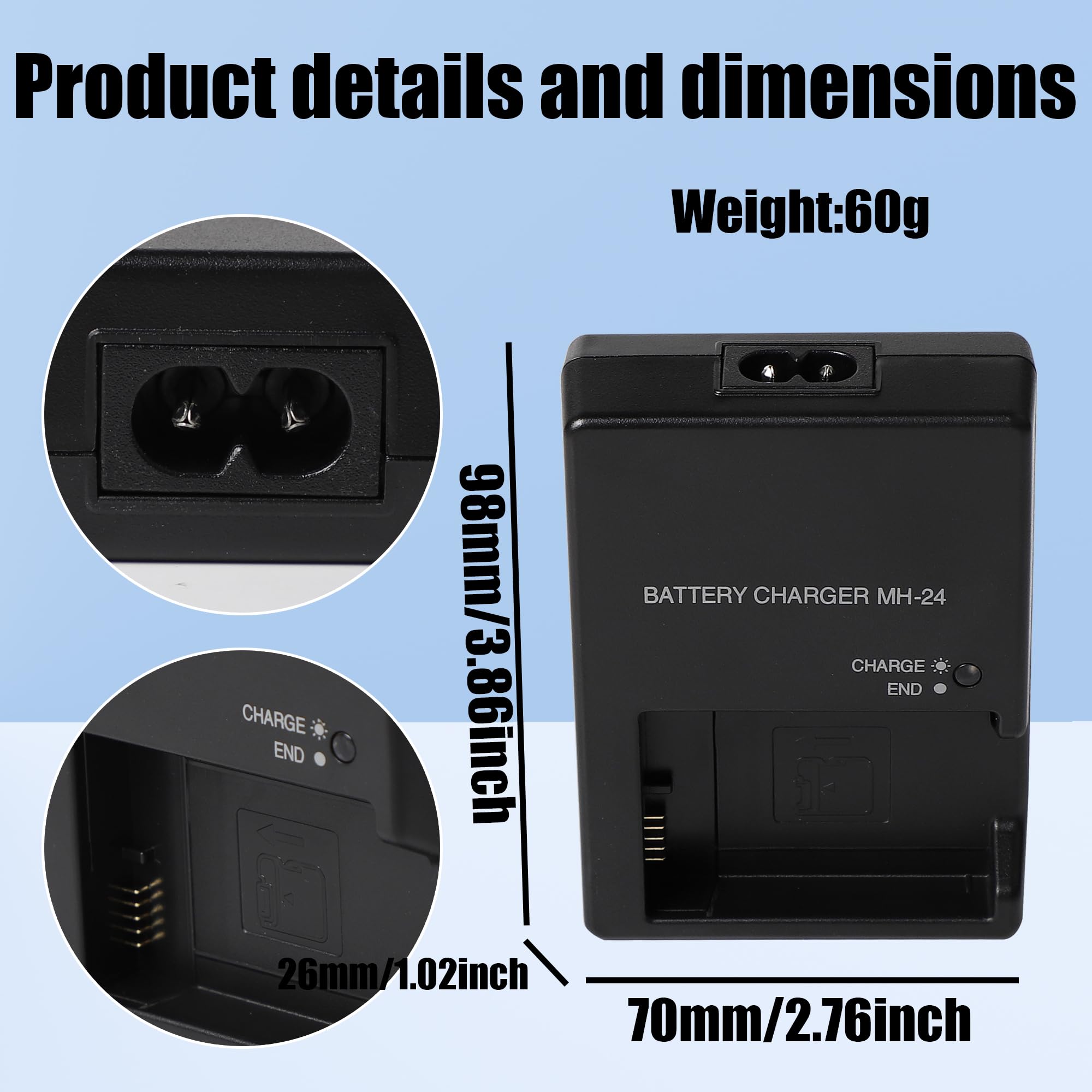 Fuworance MH-24 Chargeur Rapide Batterie EN-EL14 EN-EL14A Pour Nikon D3100 à D5600 Et Coolpix