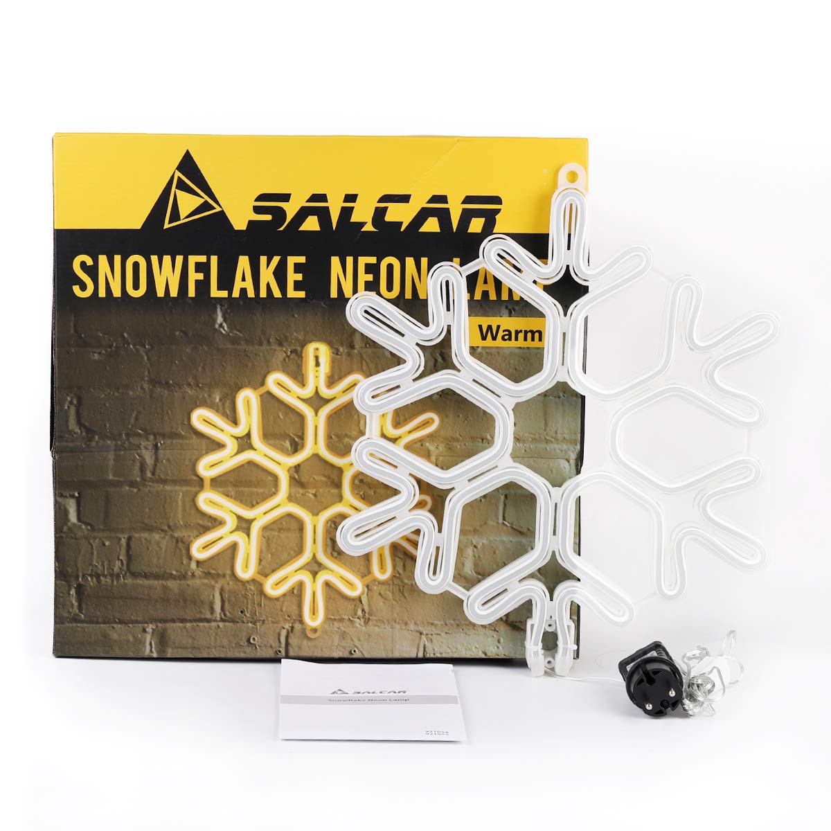 SALCAR Flocon de neige lumineux néon, 40 cm, panneau LED, guirlande lumineuse décorative pour Noël
