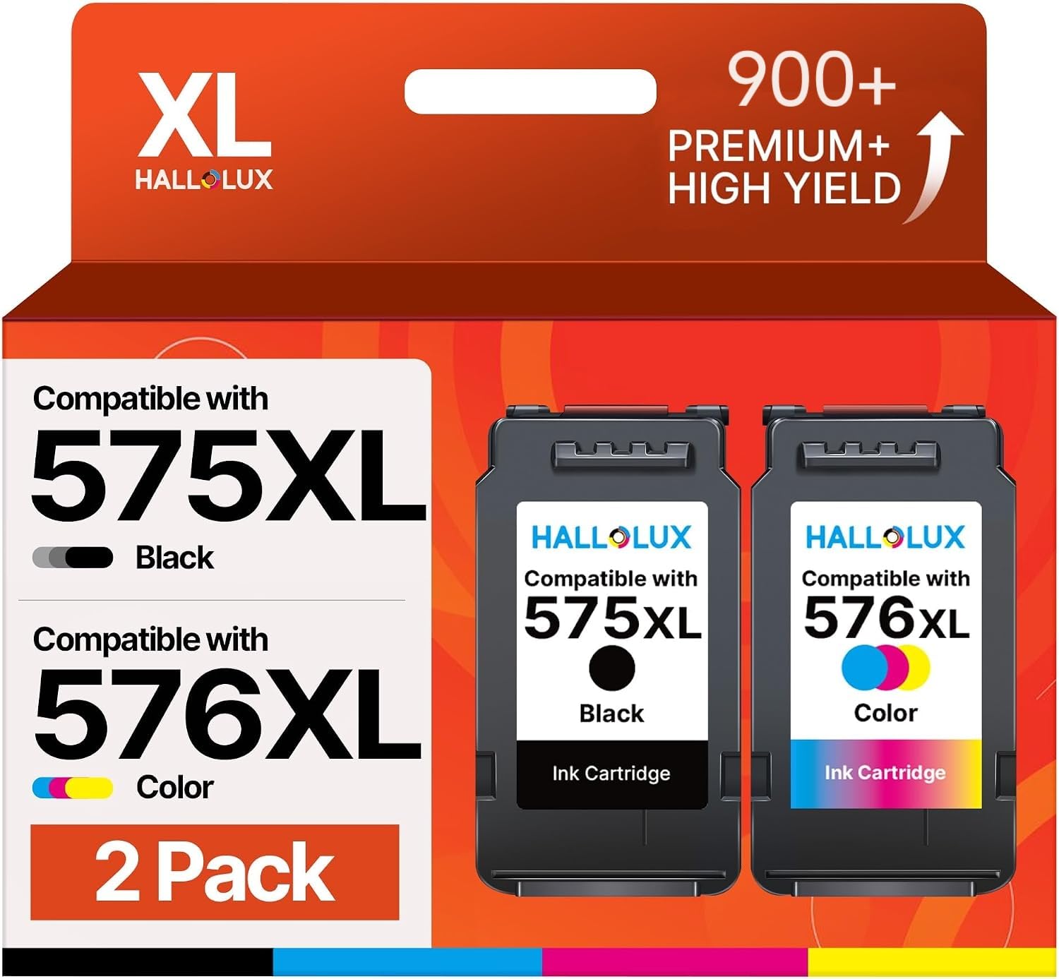 HALLOLUX PG-575 XL CL-576XL Cartucce Compatibili per Canon 575 576 XL | cartucce 575 576 XL,PIXMA,TS3750i,TS3550i,TR4755i,TR4750i,TS3551i,TS3751i,TS3752i,TR4751i,TS3752i,Compatibile Canon
