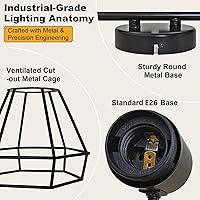 Vista 2 de HiBay 4-Light Track Lighting Farmhouse, Directional Ceiling Track Light Fixtures Black, Industrial Flush Mount Spotlight for Kitchen, Dining Room