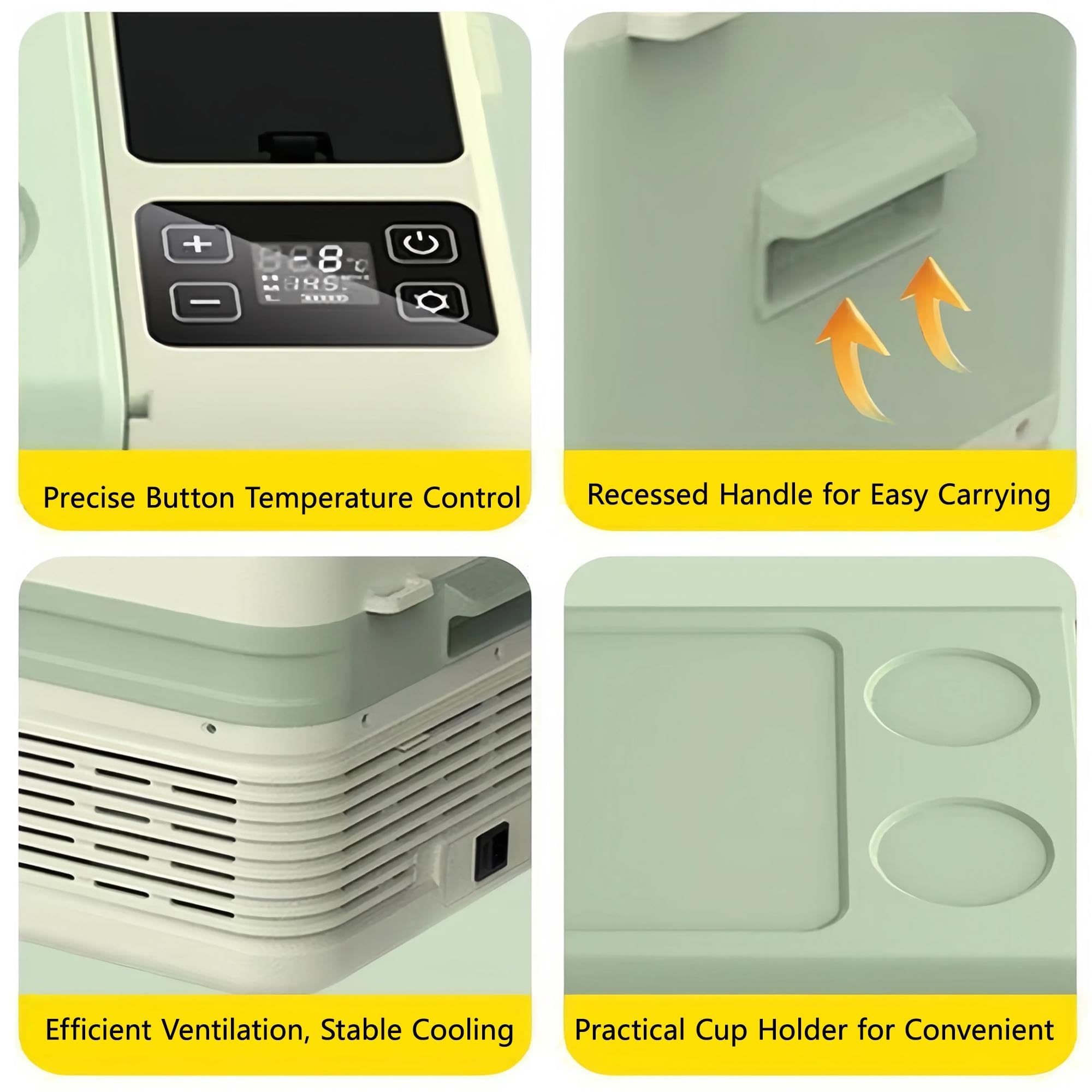 Frigorifero Portatile Auto, Compressore, Congelatore, Viaggi e Camping | Ventola Silenziosa 45dB, Struttura Antiurto e Protezione Batteria a 3 Livelli per Viaggi, Campeggio e Outdoor(28L)