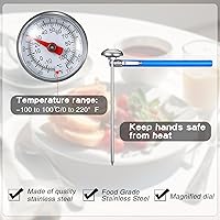 Vista 3 de Xuhal 6 termómetros de cocina de acero inoxidable con vástago largo de 5 pulgadas de largo, esfera de 1 pulgada, termómetro de alimentos para horno