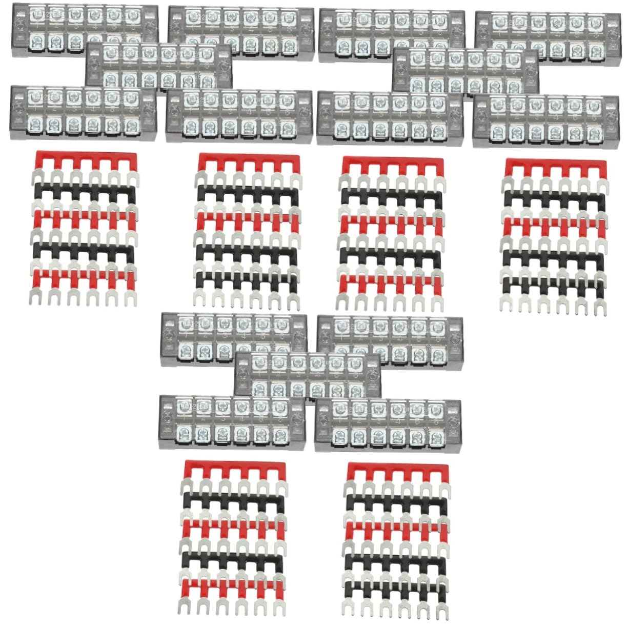 3 Set Morsettiera Vite Doppia Kit Terminale di Alimentazione con Strip Barriera Connessione Elettrica Robusta per Pannelli Distribuzione e Impianti