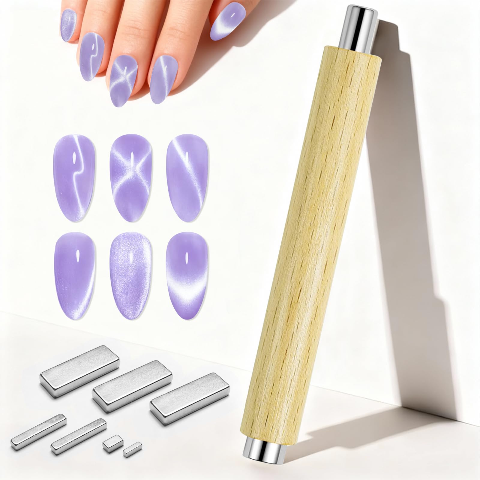Photo 1 of **2 PACKS** SIUSIO 8Pcs Nail Magnet Tool Set Cat Eye Magnet for Nails Magnetic Gel Polish Magnetic Magnets Wood Cat Eye Nail Polish Magnet Stick Nails Design Tool for DIY Home, Salon