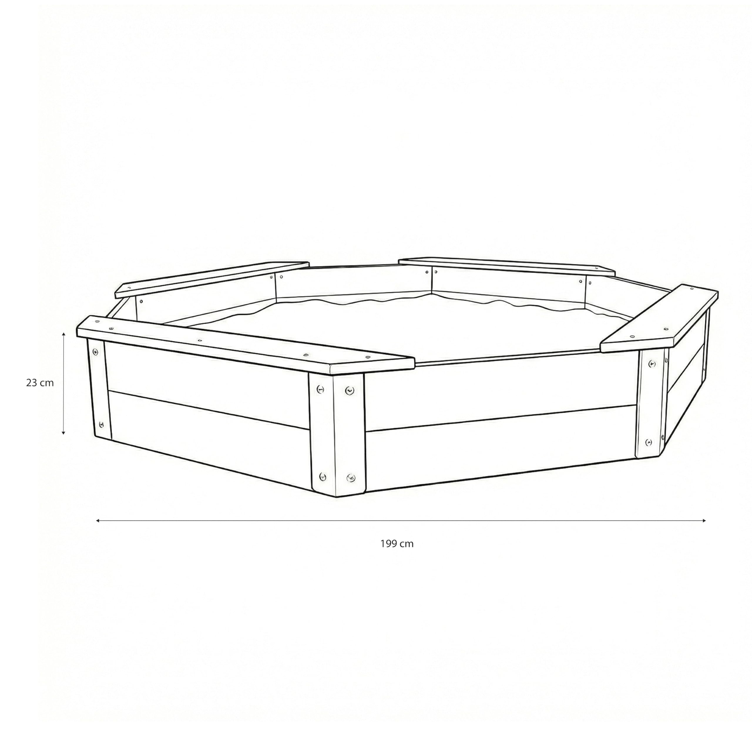 AXI Onno Sandkasten achteakig mit 4 Sitzbänken in Braun/Anthrazit | Sandkasten inklusive Abdeckung und Bodenvlies - FSC 100% Zedernholz | 200 x 200 x 23 cm - 4