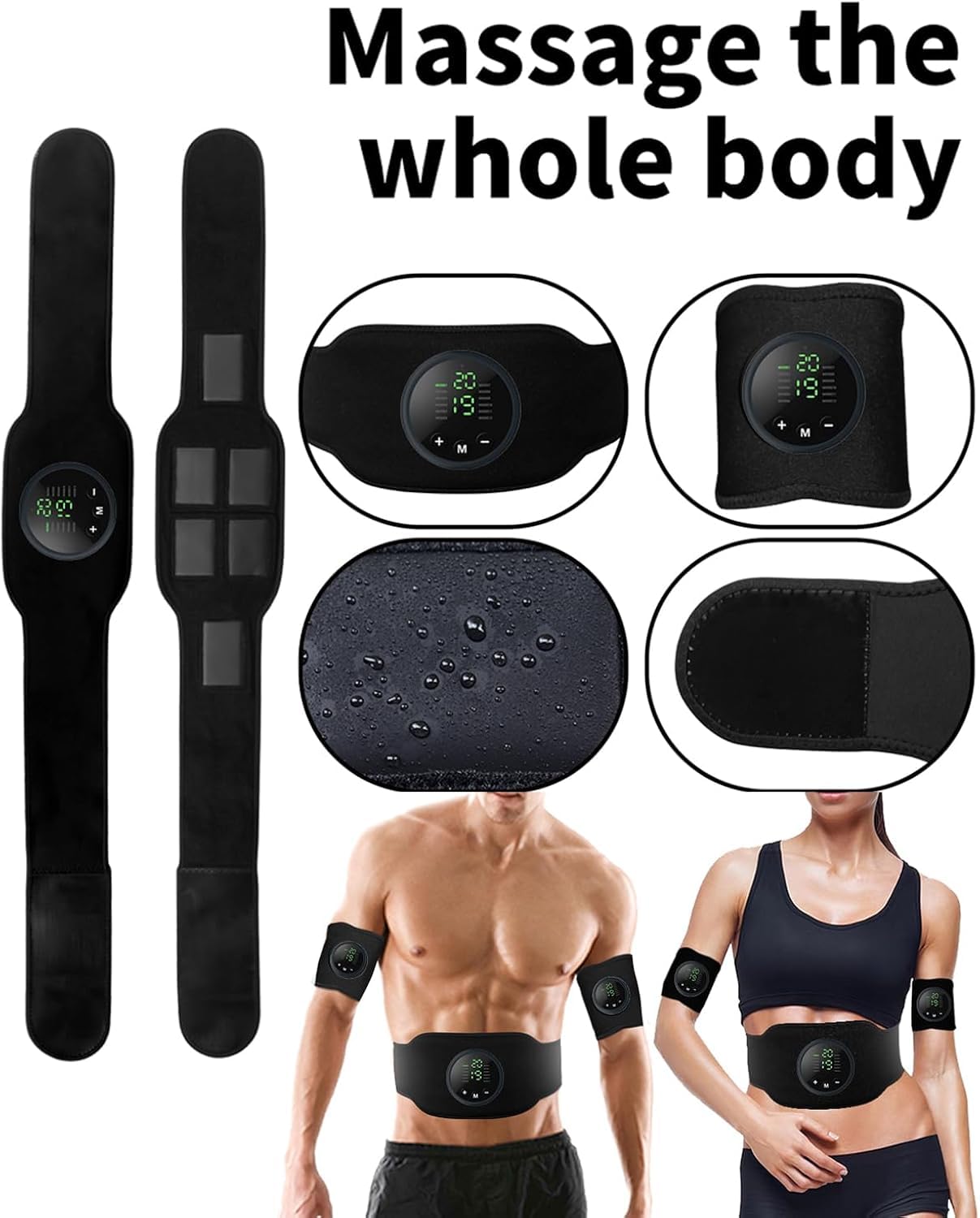 Next Gen Ultra Muscle Fitness AB Cinturón ajustable, 12 modos y 19 niveles de intensidad, reafirmante muscular, equipo de entrenamiento de fortalecimiento para abdominales, brazos, piernas