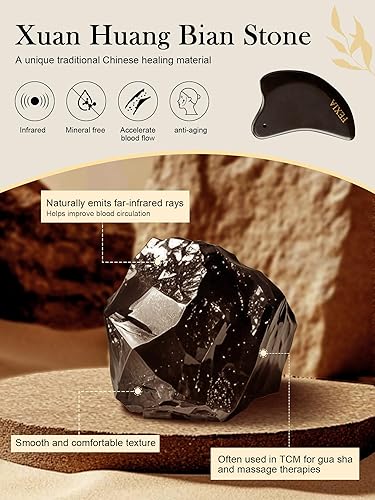 Miniatura 2 de FEXIA Gua Sha Herramientas Faciales Natural Amarillo Bian Piedra para Drenaje Linfático Masajeador SPA Masaje Facial Herramientas Cuidado de la Piel