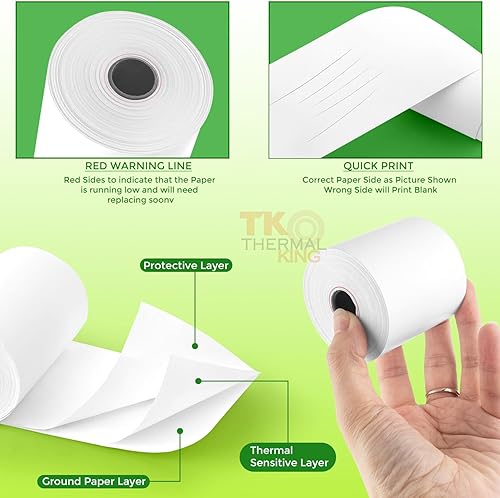 Miniatura 45 de (10 rollos) Papel térmico de 2 1/4 pulgadas x 165 pies, papel de recibo para caja registradora de negocios minoristas, se adapta a la mayoría