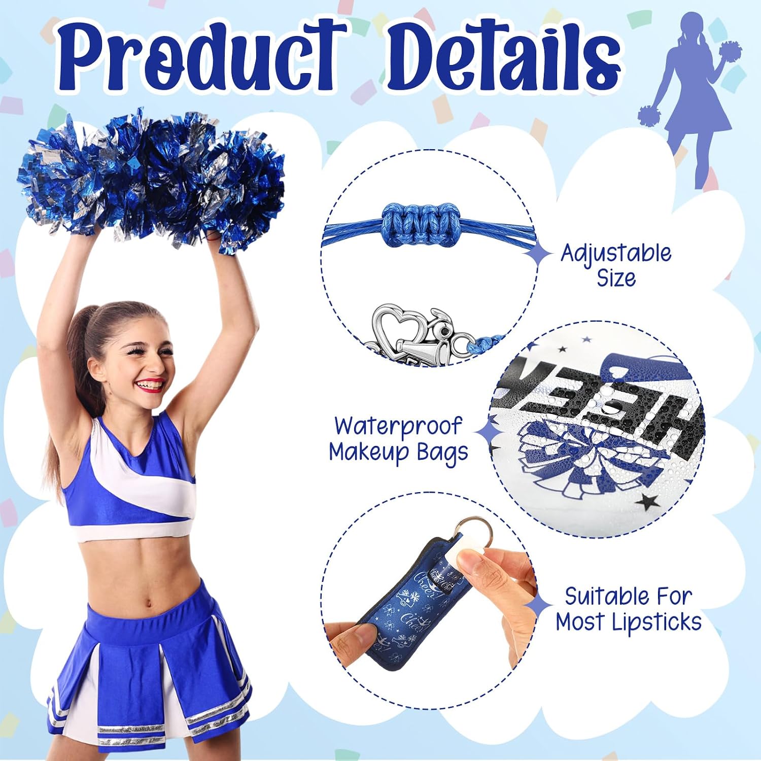 Leelosp 48 Pcs Cheer Gift Bulk for Team Cheerleader Party Favor, Blue image 4