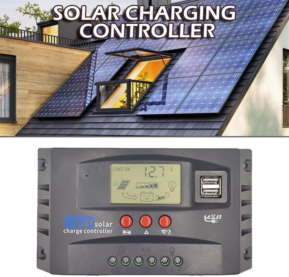 Solar Charge Controller 30-100A 12V/24V LCD Display for Solar Panel Regulator with Overcharge Protection(100A)