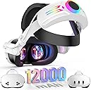 BROKELIT RGB Head Strap with Battery for Meta Quest 3S/Quest 3, 12000mAh Battery Pack for Extended 8H of Playtime, Fast Charging VR Power, Adjustable Elite Strap Enhanced Support and Balance in VR