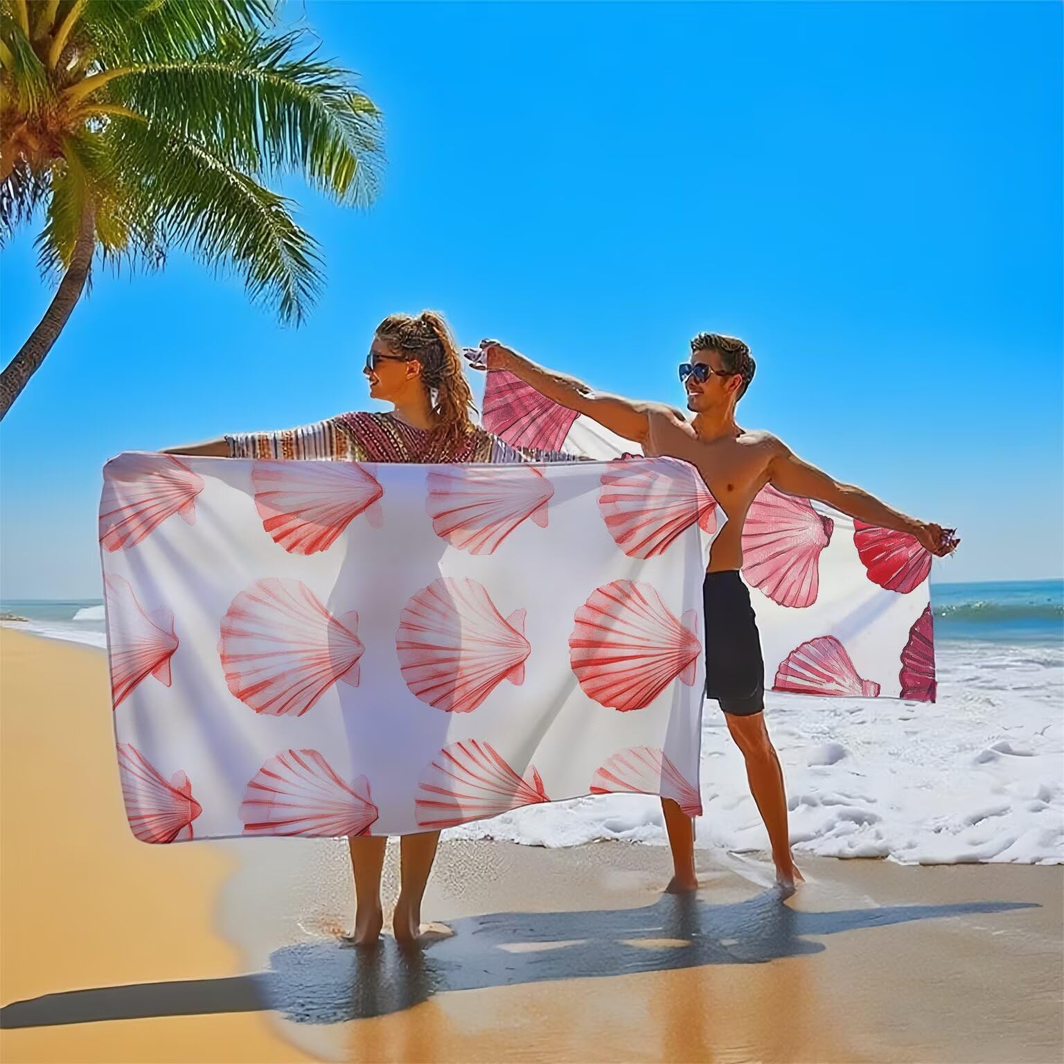 Różowy Ręcznik Plażowy Duży 100x200 cm Pokrowiec Ręcznik Z Mikrofibry Chłonny Ultra Miękki Kompaktowy Ręcznik Plażowy, Szybkoschnący Antypiaskowy Mata Plażowa z zatrzaskiem Design dla basenu Joga