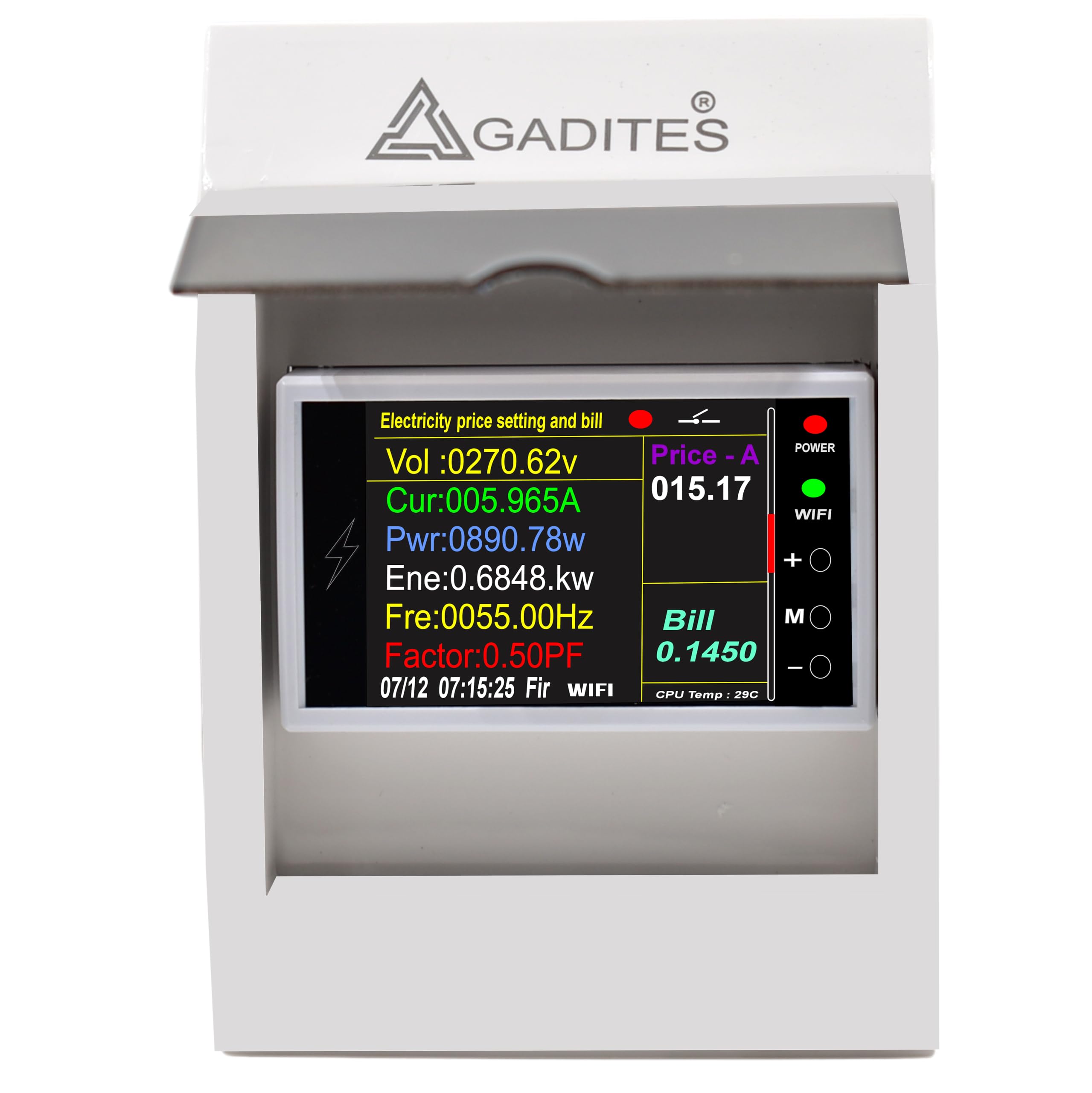 3Th Generation Latest 12 in 1 100A Digital Energy Meter Frequency Active Power Factor Current Ampere Voltage protector Wifi energy Meter With Graph HD IPS LED DISPLAY (With Mount)