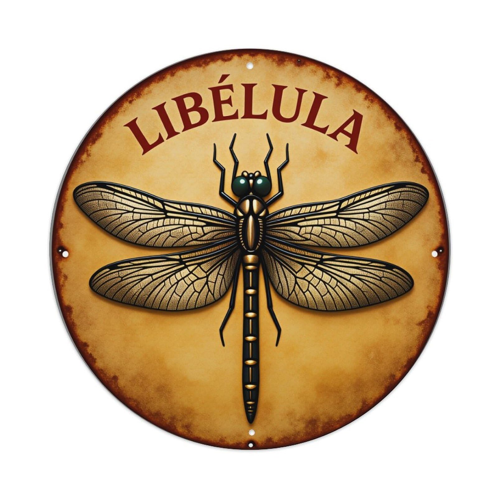 Dragonfly Artwork Vintage Style Sign Round Tin Sign Vintage Style Metal Sign Home Bar Garden Wall Plaque Decor Metal Poster 8x8 Inch