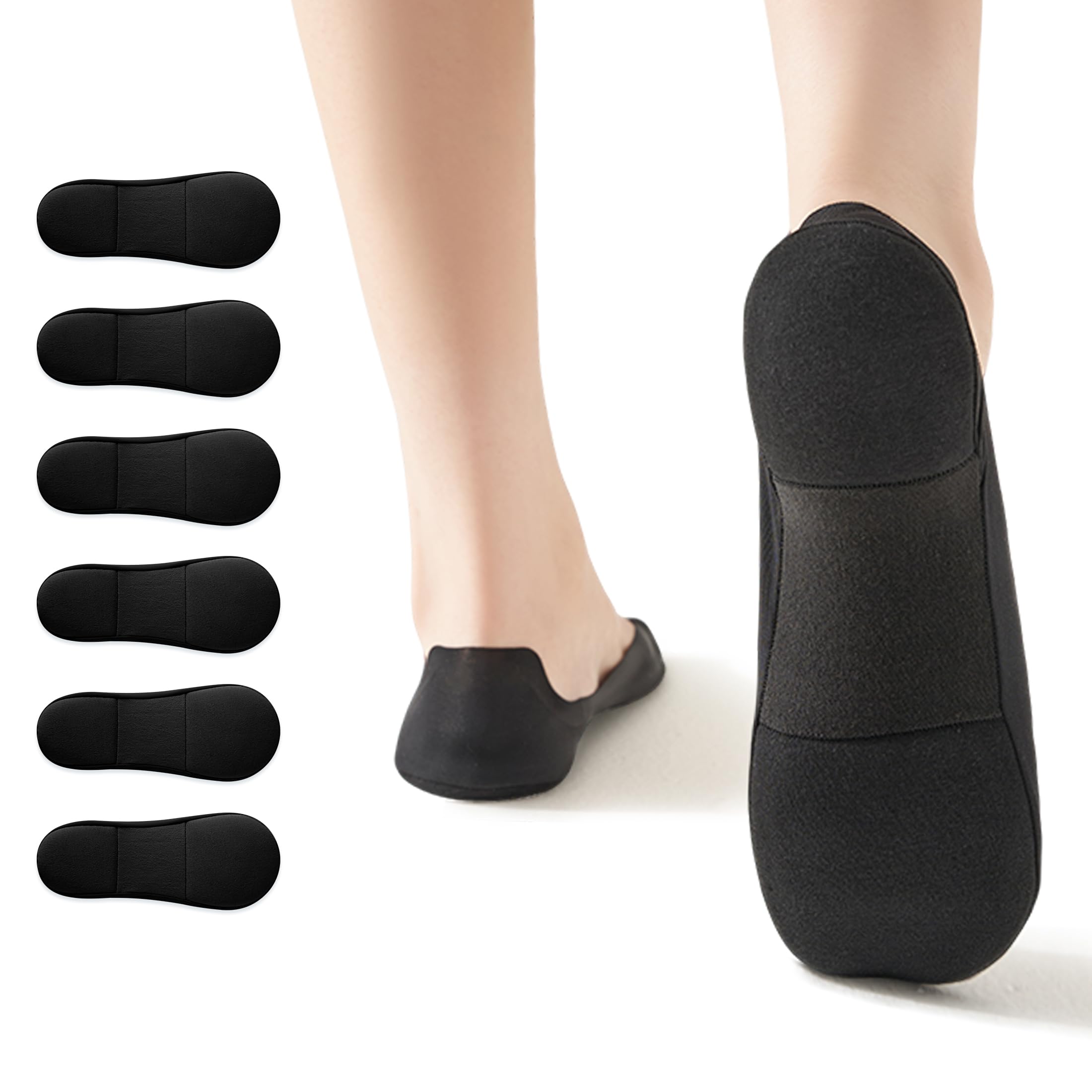 No Show Socks Womens, 6 Pairs Non Slip Low Cut Invisible Liner | Thin silky fabric,cotton sole,breathable,fits flats,loafers,sneakers,casual dress