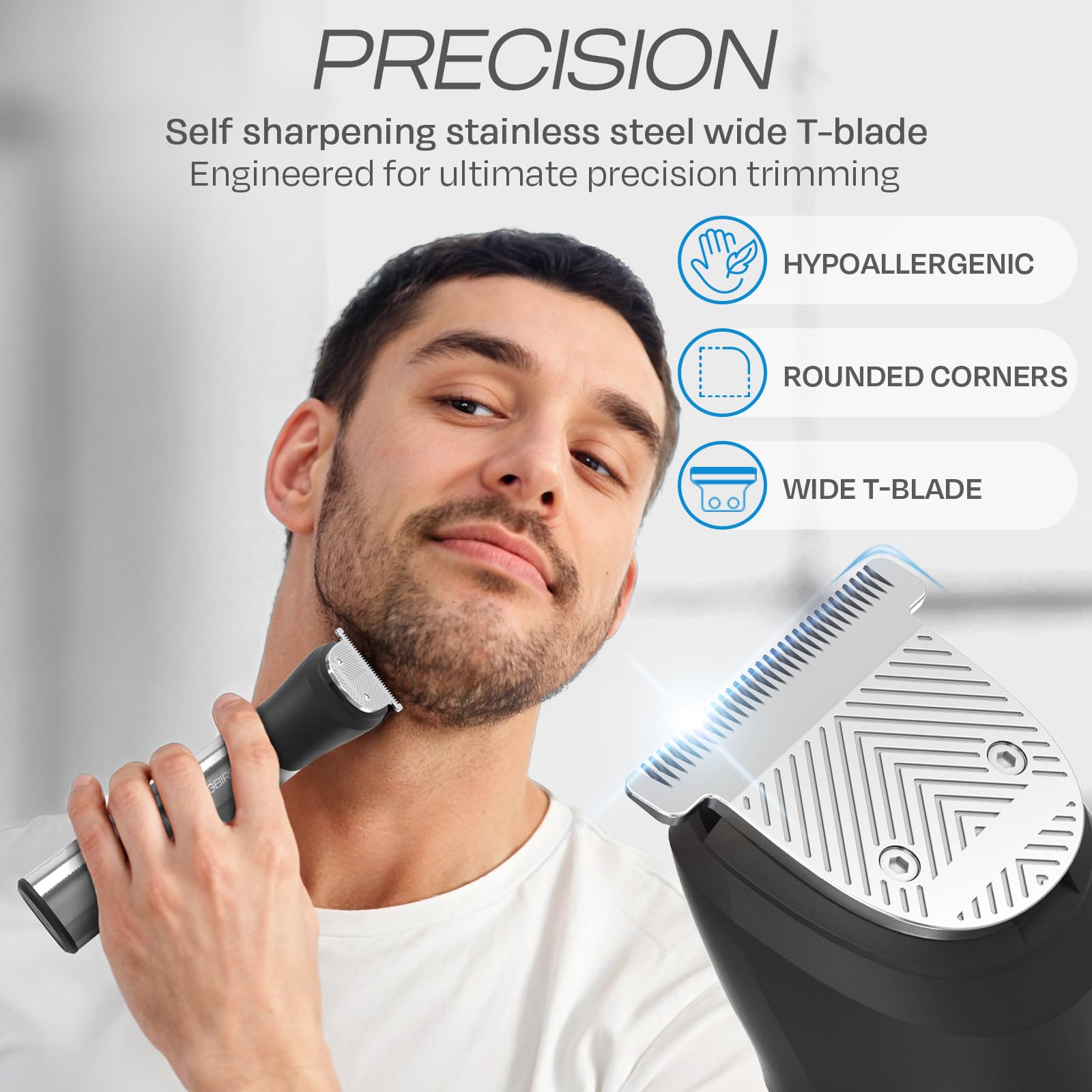Hummingbird MK9 MasterGroom - Recortadora todo en uno, kit de aseo para hombre, 21 piezas, para barba, cabeza, cabello, cuerpo y cara, impermeable, acero inoxidable, recargable por USB C, pantalla LED